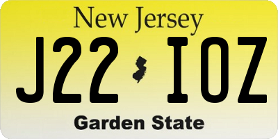 NJ license plate J22IOZ