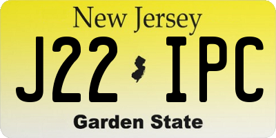 NJ license plate J22IPC