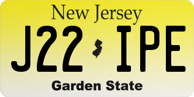 NJ license plate J22IPE