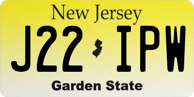 NJ license plate J22IPW