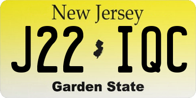 NJ license plate J22IQC