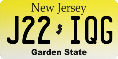 NJ license plate J22IQG