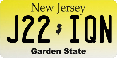 NJ license plate J22IQN