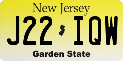 NJ license plate J22IQW