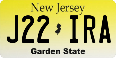 NJ license plate J22IRA