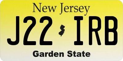 NJ license plate J22IRB