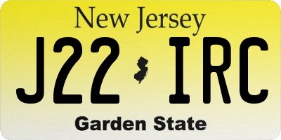 NJ license plate J22IRC