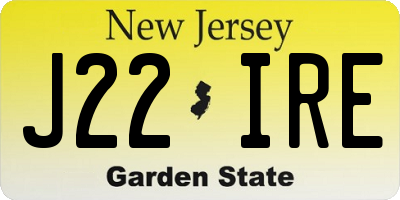 NJ license plate J22IRE