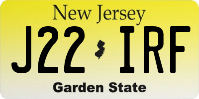 NJ license plate J22IRF