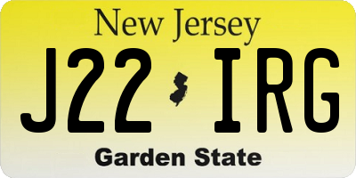 NJ license plate J22IRG