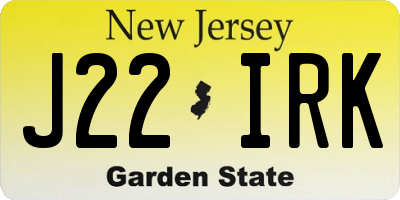 NJ license plate J22IRK