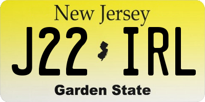 NJ license plate J22IRL