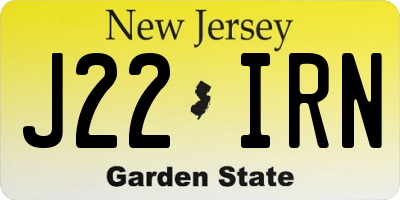 NJ license plate J22IRN