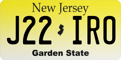 NJ license plate J22IRO