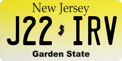 NJ license plate J22IRV