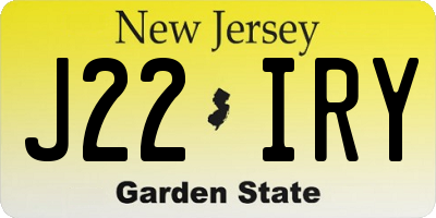 NJ license plate J22IRY