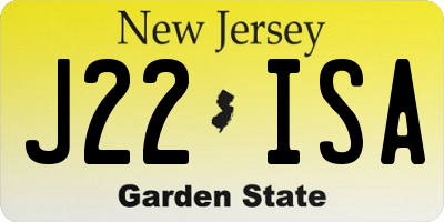 NJ license plate J22ISA