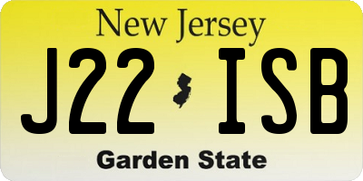 NJ license plate J22ISB