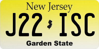 NJ license plate J22ISC