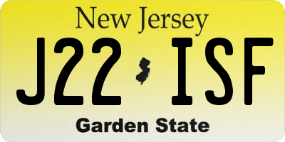 NJ license plate J22ISF