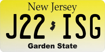 NJ license plate J22ISG