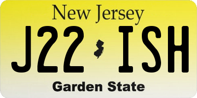 NJ license plate J22ISH