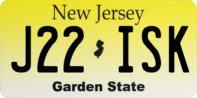 NJ license plate J22ISK
