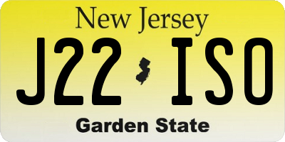NJ license plate J22ISO