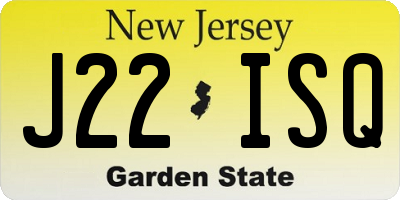NJ license plate J22ISQ