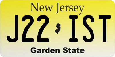 NJ license plate J22IST