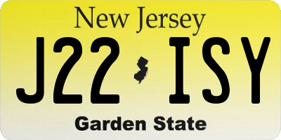 NJ license plate J22ISY