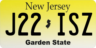 NJ license plate J22ISZ
