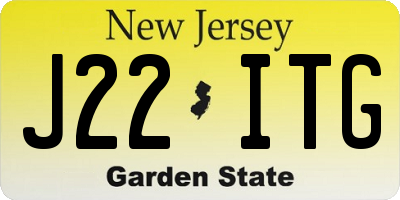 NJ license plate J22ITG