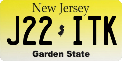 NJ license plate J22ITK