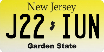 NJ license plate J22IUN