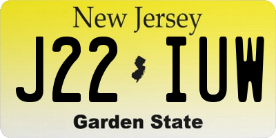 NJ license plate J22IUW