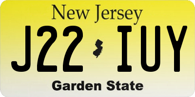 NJ license plate J22IUY
