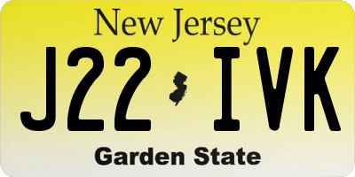 NJ license plate J22IVK