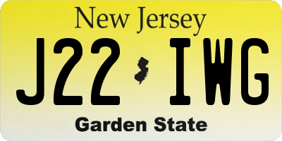 NJ license plate J22IWG