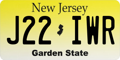 NJ license plate J22IWR