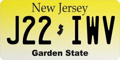 NJ license plate J22IWV