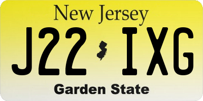 NJ license plate J22IXG