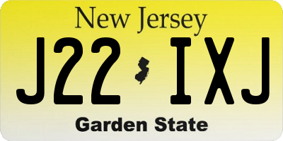 NJ license plate J22IXJ
