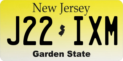 NJ license plate J22IXM