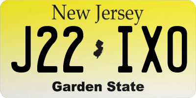 NJ license plate J22IXO