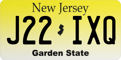 NJ license plate J22IXQ