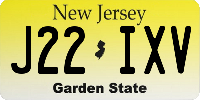 NJ license plate J22IXV