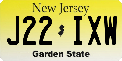 NJ license plate J22IXW