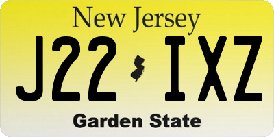 NJ license plate J22IXZ