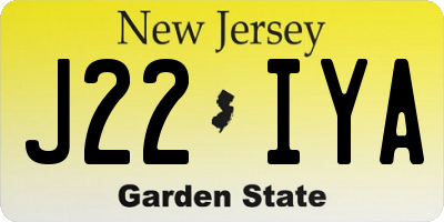 NJ license plate J22IYA